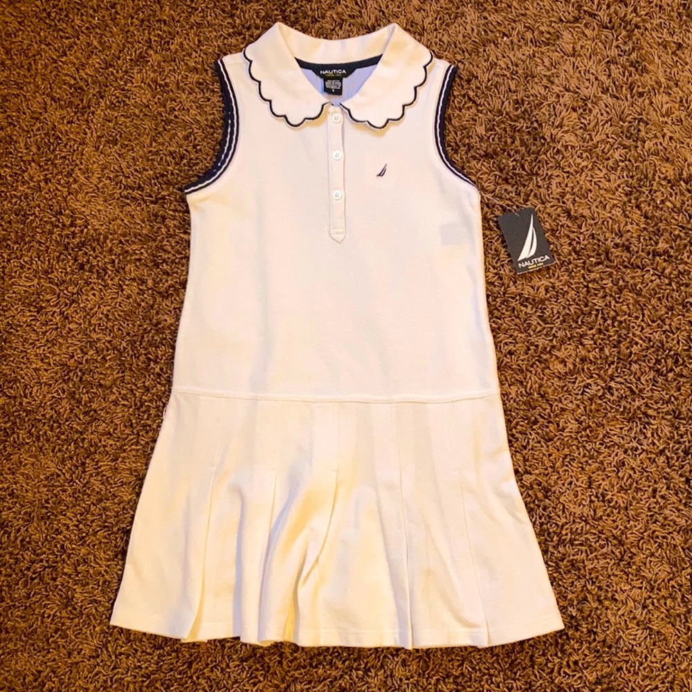 White and navy tennis dress size 7